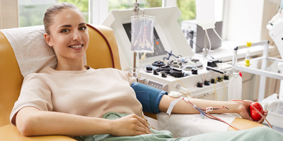 woman giving blood